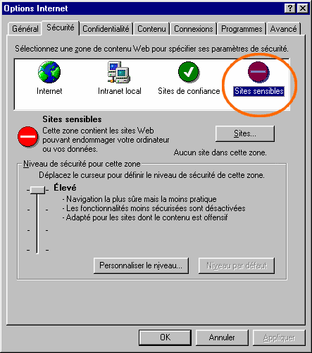 L’icône des « sites sensibles »