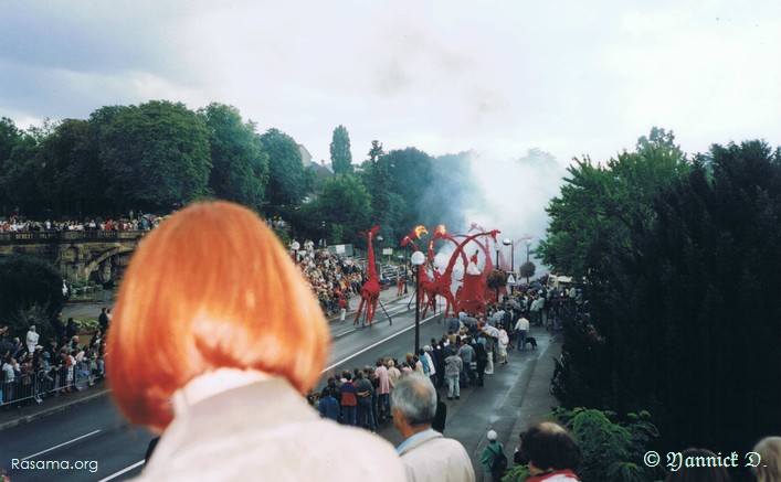 Défilé
                de girafes rouges à l’occasion des festivités de carnaval —
                Metz
            