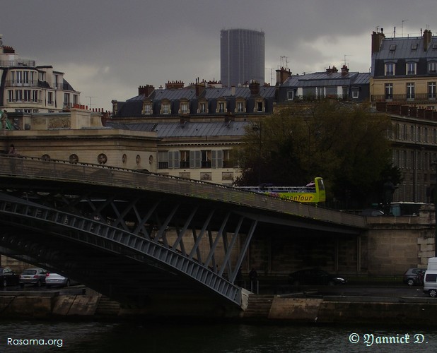 La forme du pied de ce
                pont laisse deviner sa forme toute entière — Pont métallique
                à Paris
            